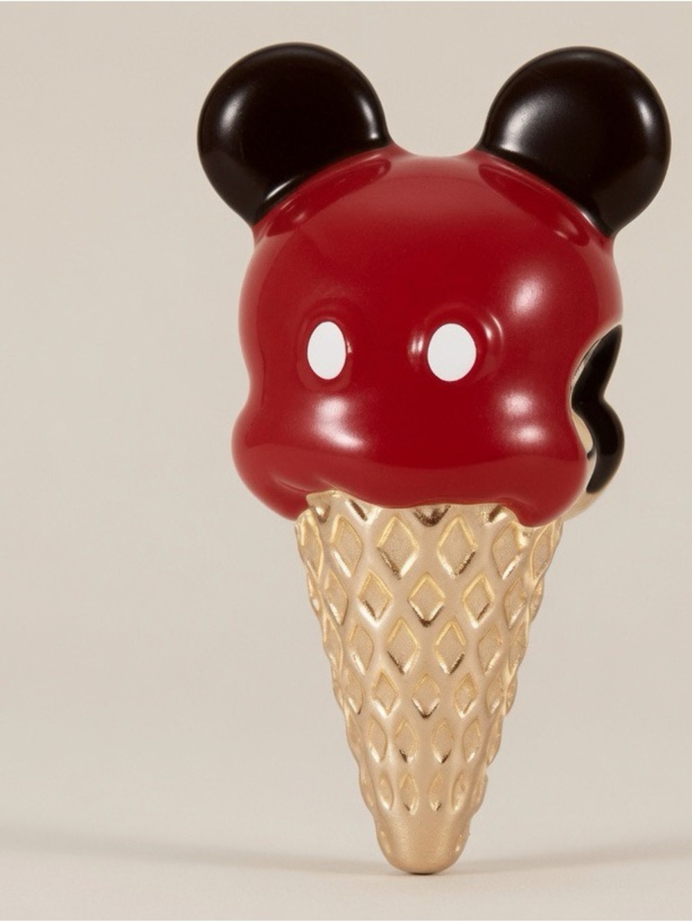 Red & Black Mickey-Style Ice Cream Cone charm compatible with Pandora bracelet
